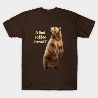 Grizzly Bear Lover "Is That Coffee I Smell?" Funny Wildlife T-Shirt